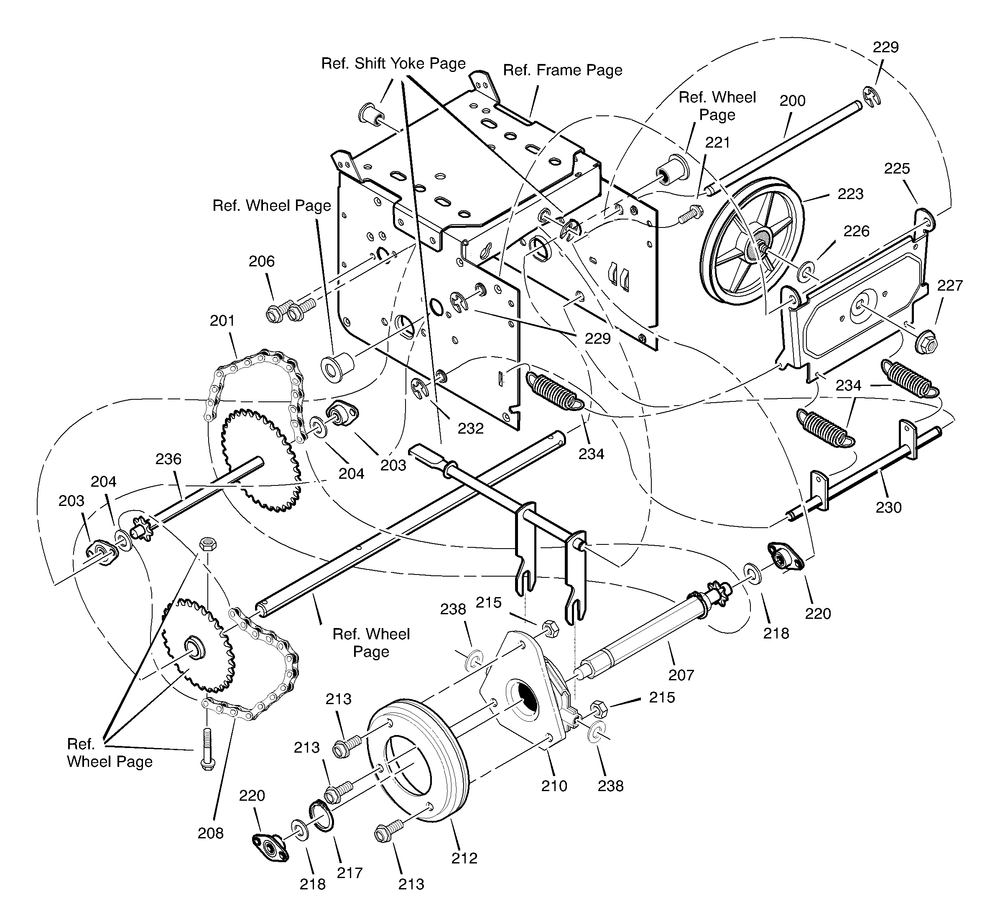 Drive Diagram and Parts List for 624504X4B 2002 Briggs and Stratton Snow Blower